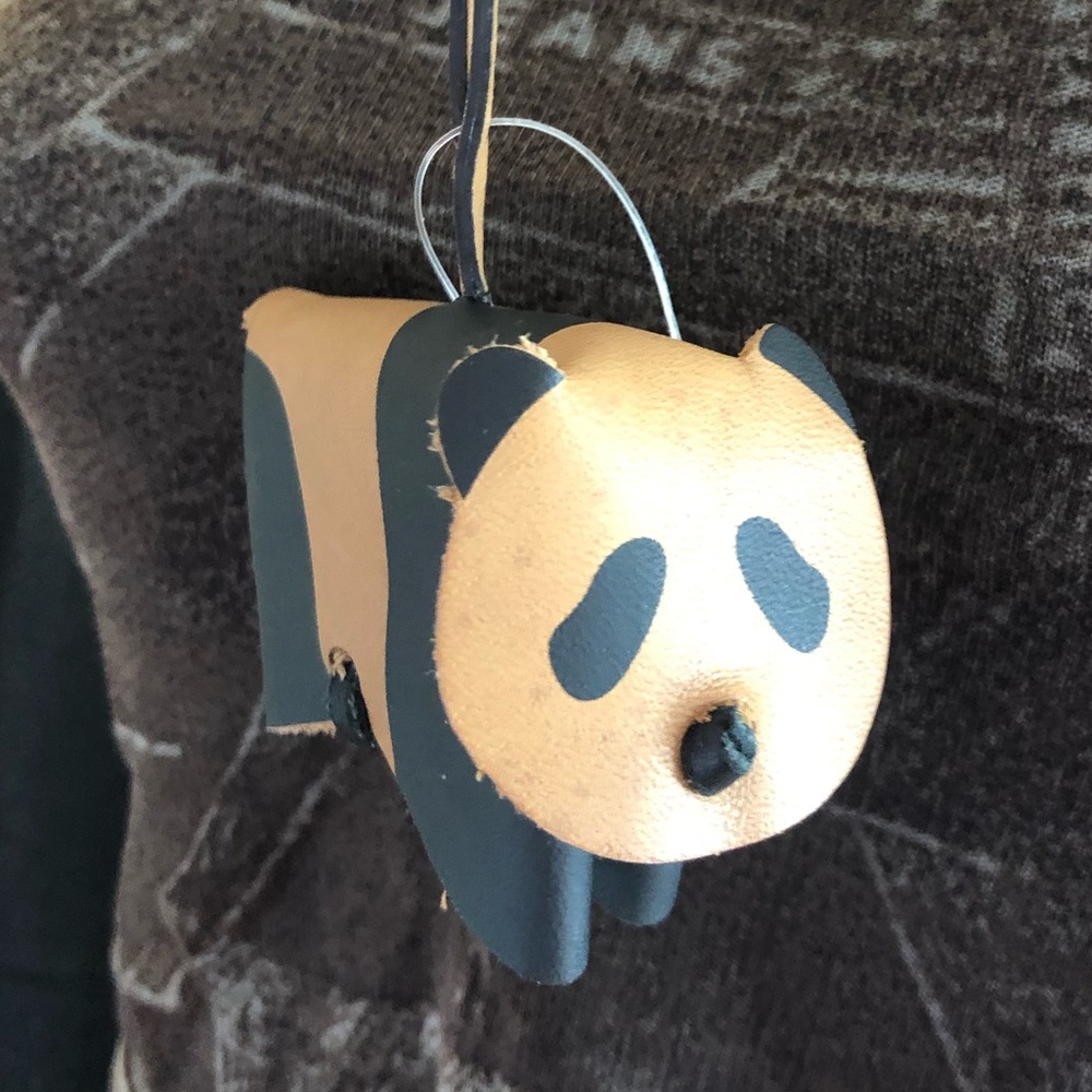 Fossil leather bear bag charm NWT